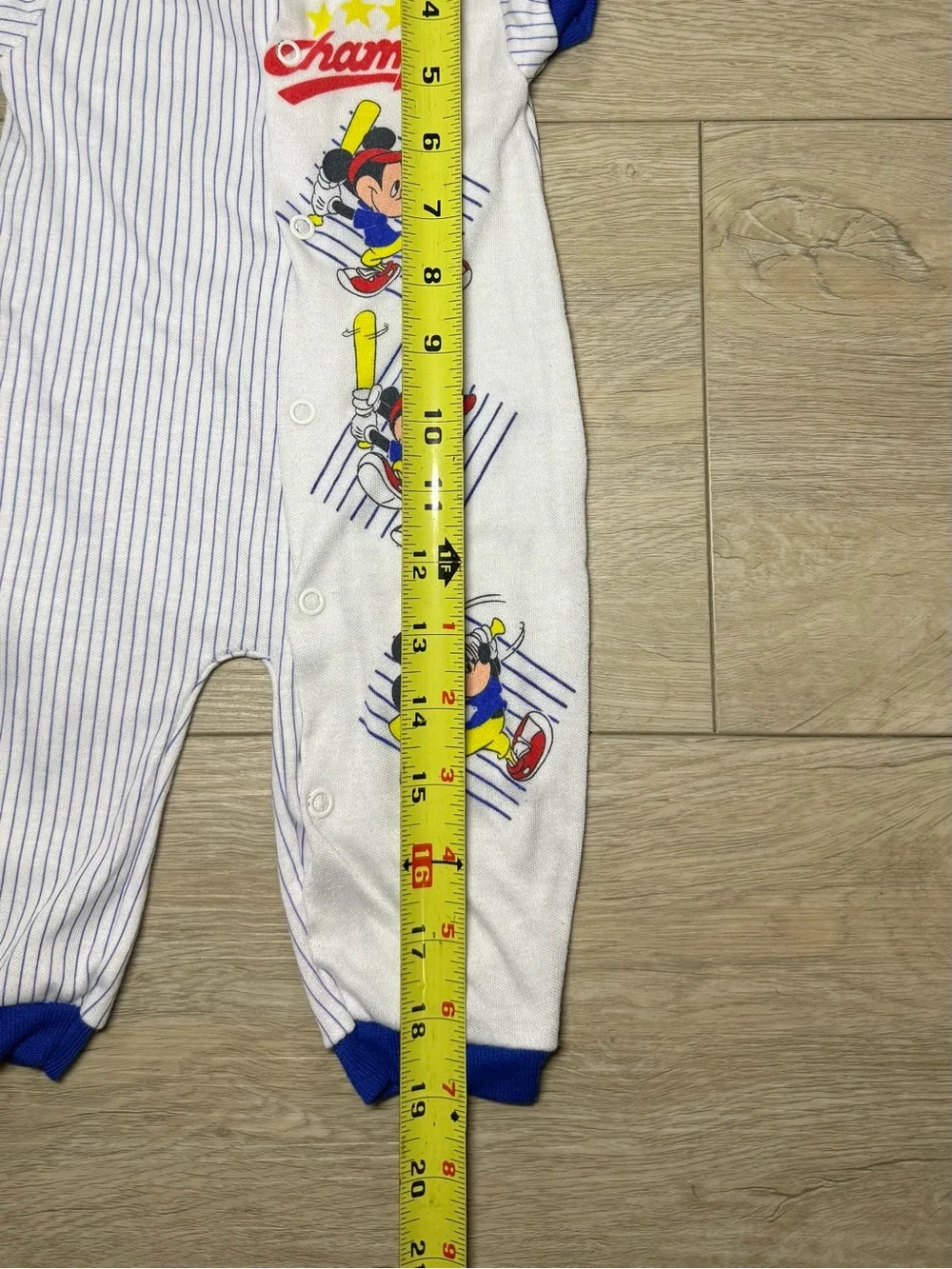 New Vintage 1980s Kids / Toddlers Disney Mickey Mouse Baseball Striped Romper